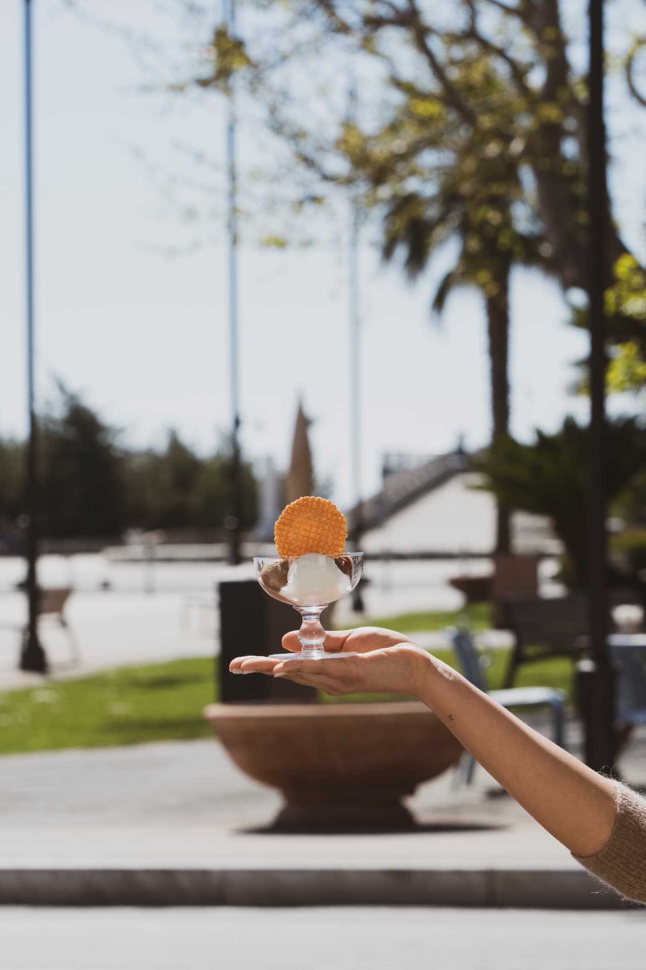 Coppa di gelato DiBe servita sul lungomare della Versilia a Tonfano